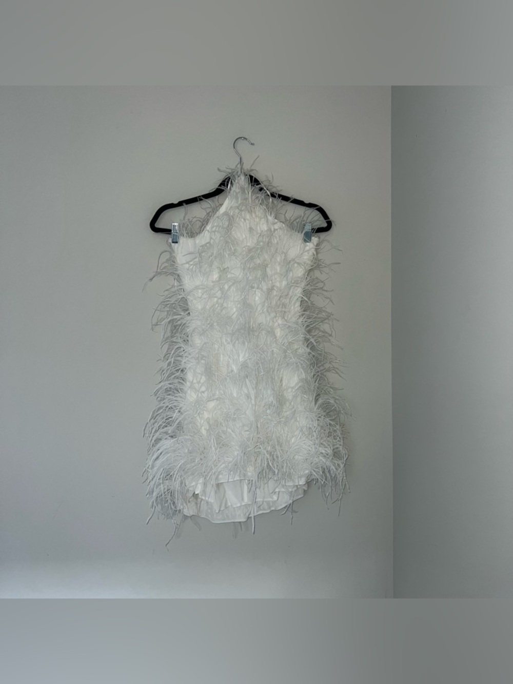 Cult Gaia Vale Shannon White Bridal Mini Dress Feather - Picture 13 of 15